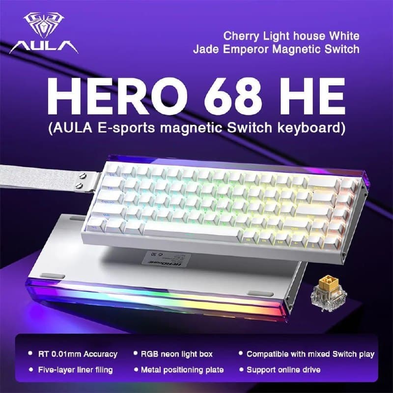 Teclado Gamer AULA HERO 68HE magnético Gatilho rápido 8K